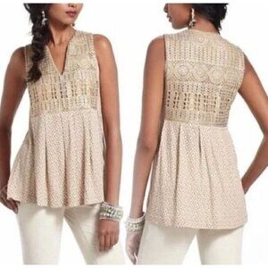 Anthropologie Tiny Top Womens Small Ardita Metallic Crochet Sleeveless Boho